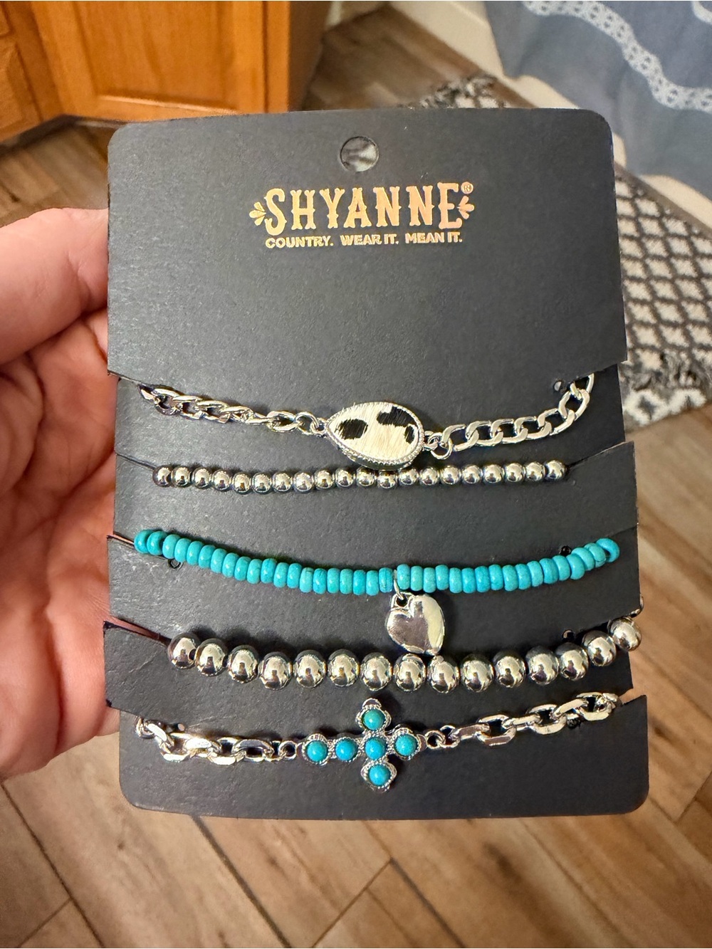 Shyanne Turquoise and Silver Layered Bracelet Set